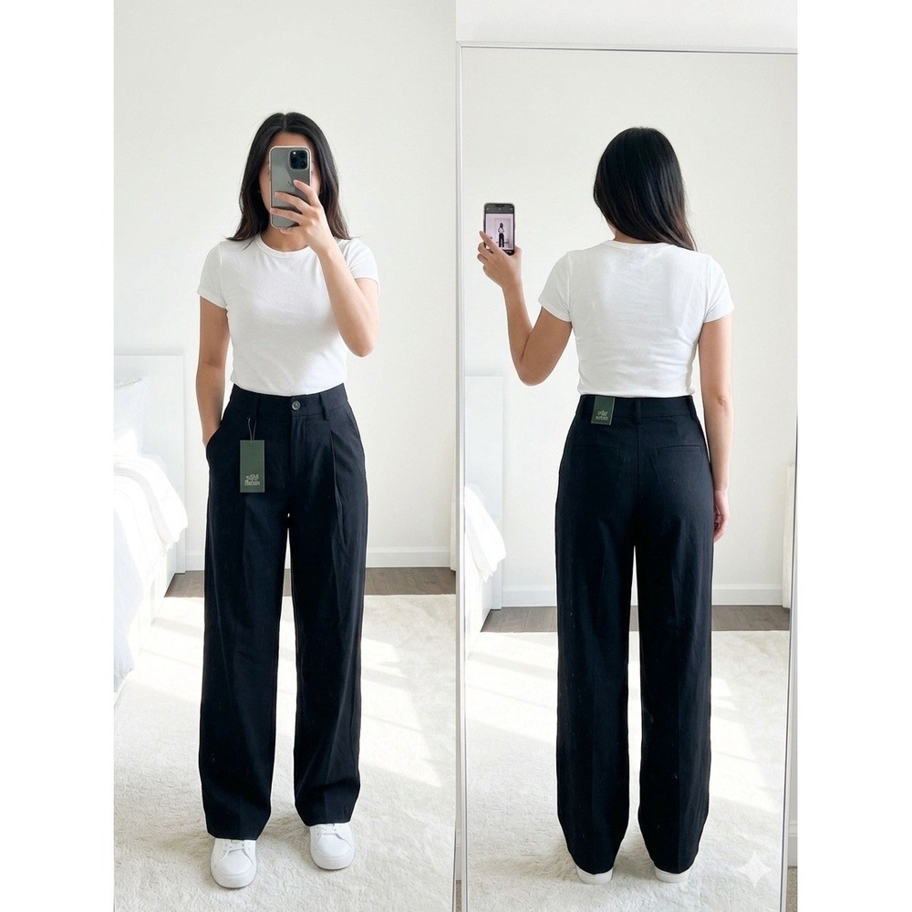 NWT Wild Fable Women's 0 High-Rise Wide Leg Trousers - Black